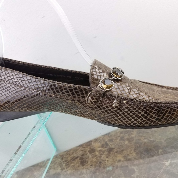 Stuart Weitzman Brown Snakeskin Driving Loafer 7.5 - Picture 3 of 8